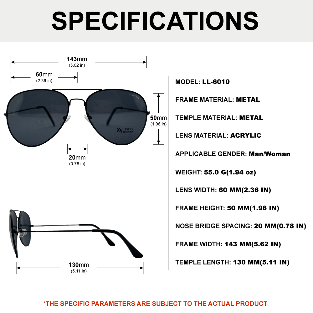 Lucas Lia Classic Aviator Sunglasses for Men & Women