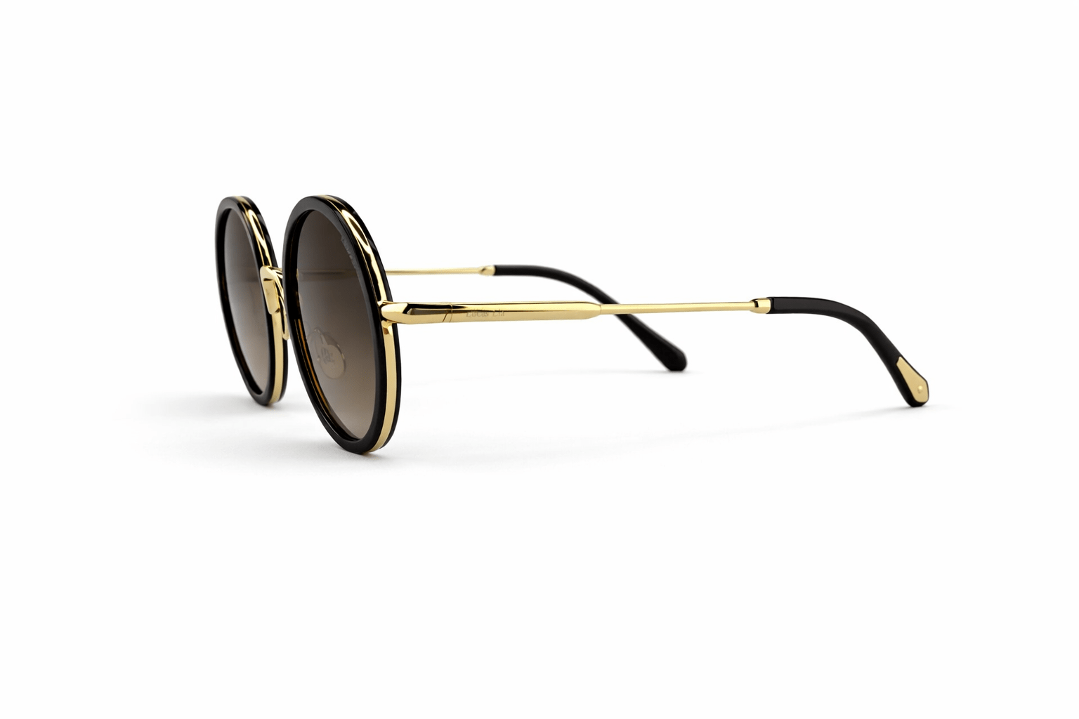 Lucas Lia Geometric Metal Aviator for Men and Women, Gold Metal Frame with Brown Lenses, Includes Case and Cleaning Cloth