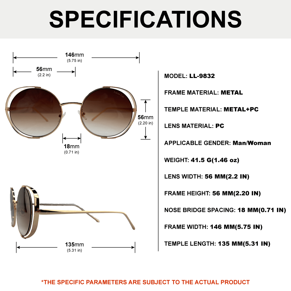 Lucas Lia Oversized Navigator Sunglasses – Retro Tortoise Shell Frame, Large Gradient Brown Lens, Luxurious Gold Temple Shades for Men & Women