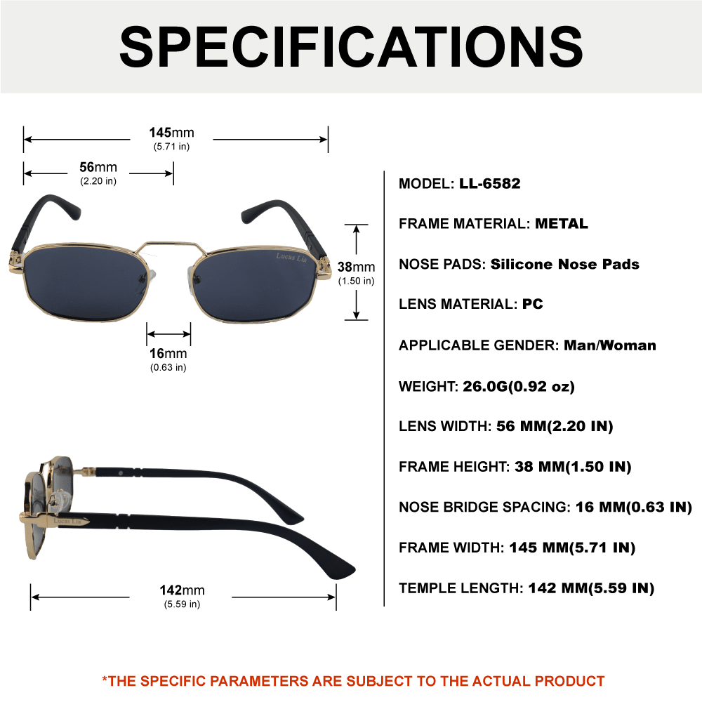 Lucas Lia Rectangular Sunglasses for Men and Women