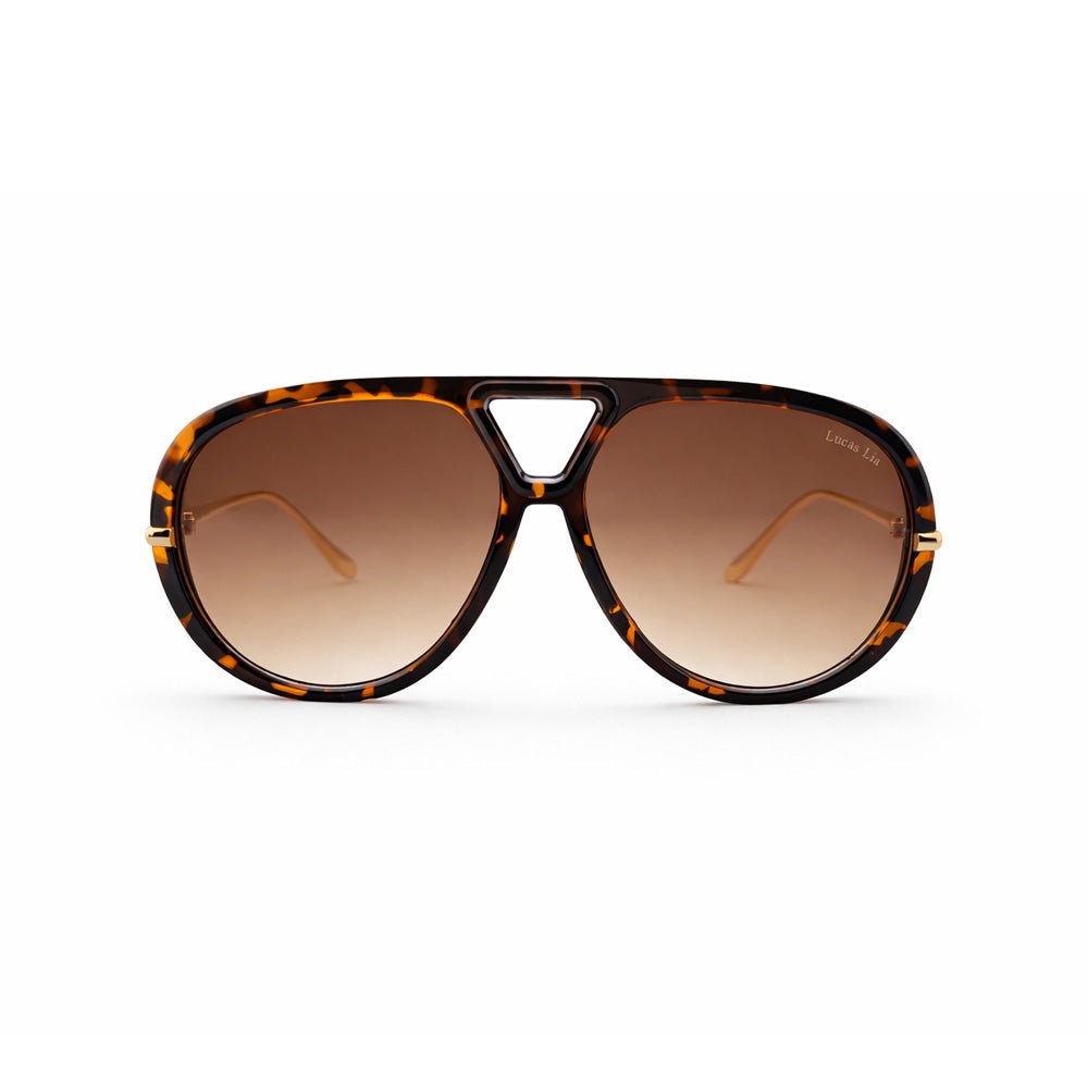 Lucas Lia Retro Round Sunglasses – Vintage Gold Metal & Tortoise Shell Circular Frame, Brown Gradient Lens, Steampunk Inspired Boho Eyewear - Lucas Lia