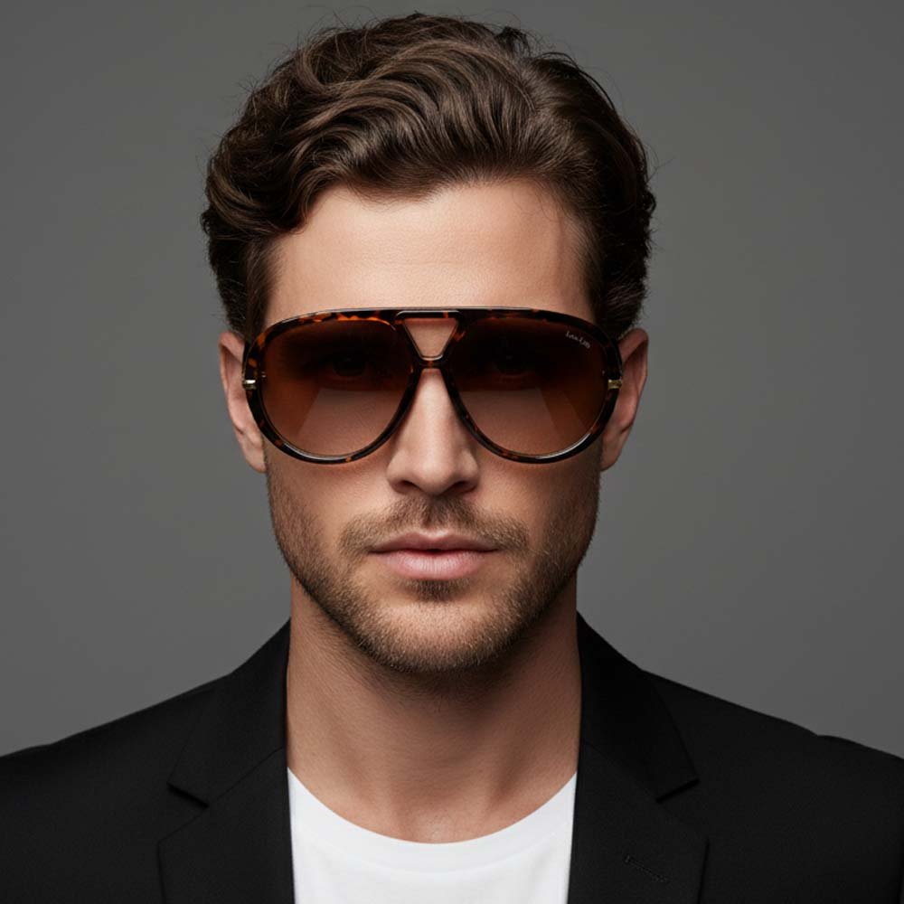 Lucas Lia Retro Round Sunglasses – Vintage Gold Metal & Tortoise Shell Circular Frame, Brown Gradient Lens, Steampunk Inspired Boho Eyewear