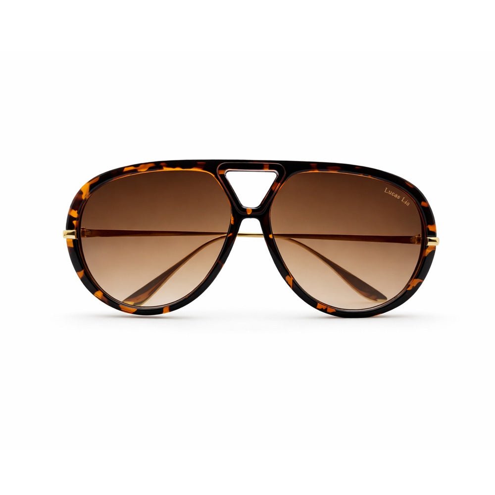 Lucas Lia Retro Round Sunglasses – Vintage Gold Metal & Tortoise Shell Circular Frame, Brown Gradient Lens, Steampunk Inspired Boho Eyewear