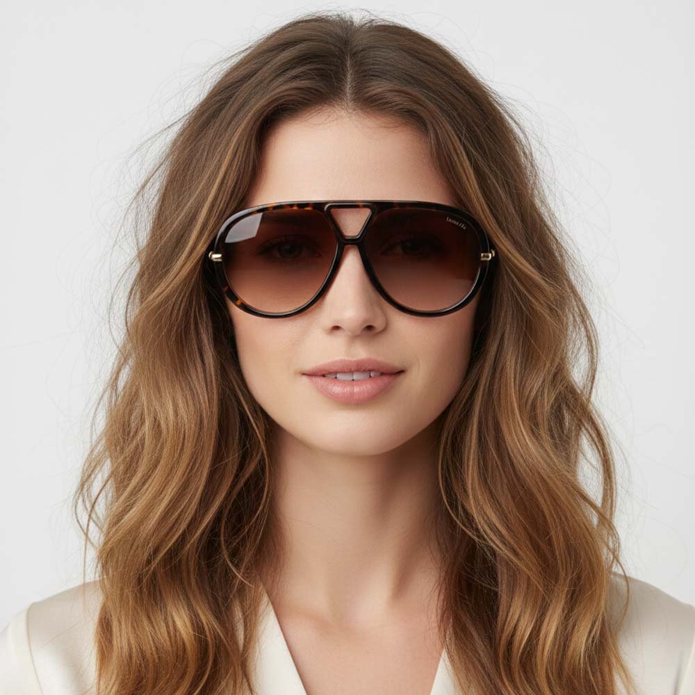 Lucas Lia Retro Round Sunglasses – Vintage Gold Metal & Tortoise Shell Circular Frame, Brown Gradient Lens, Steampunk Inspired Boho Eyewear - Lucas Lia