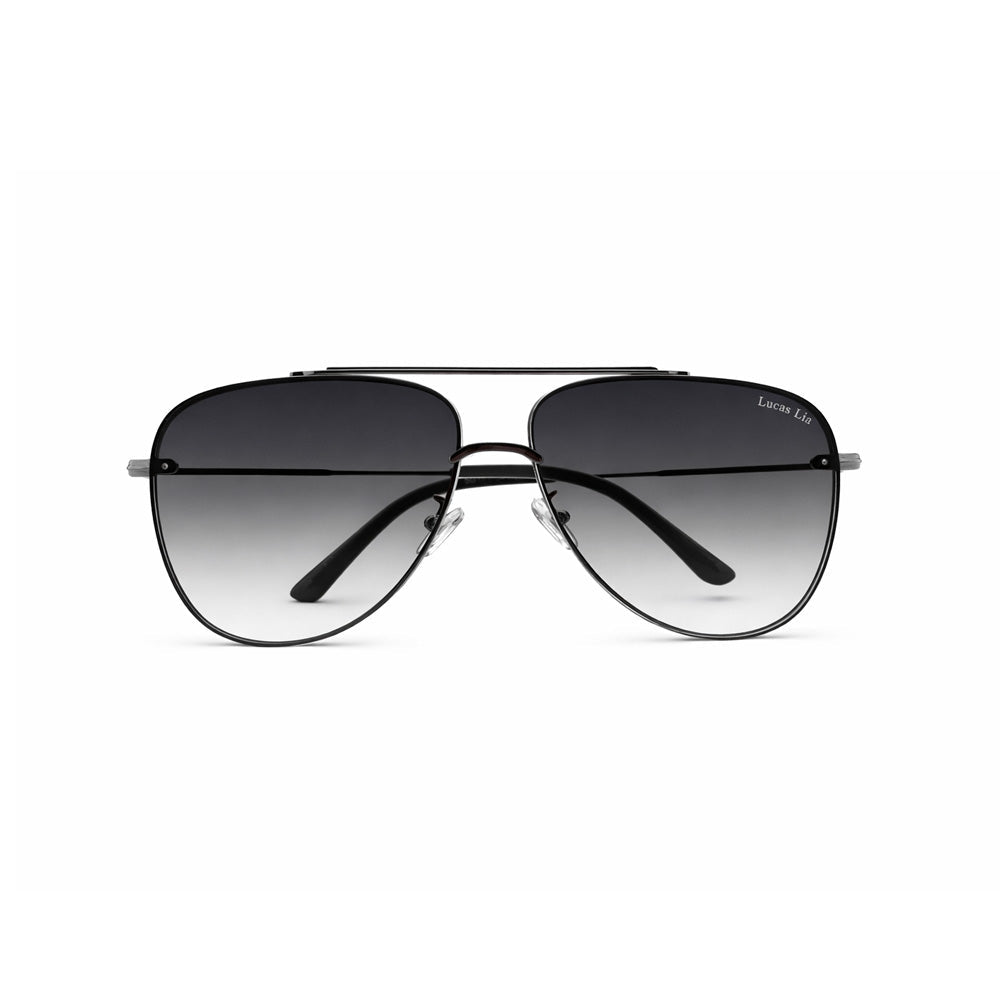 Lucas Lia Rimless Aviator Sunglasses With Light Black Lens for Men and Women