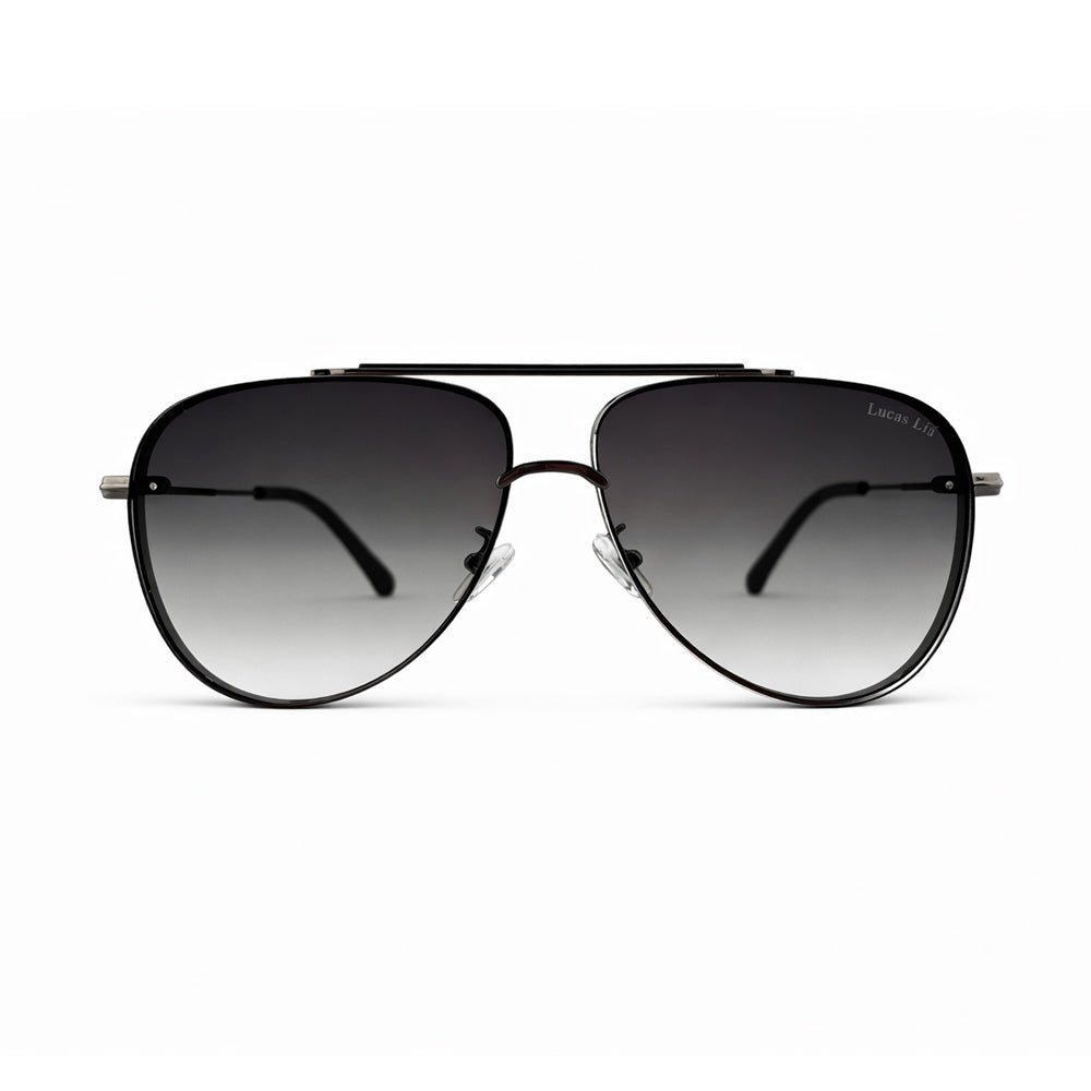 Lucas Lia Rimless Aviator Sunglasses for Men and Women, Black Frame with Gradient Lenses - Lucas Lia