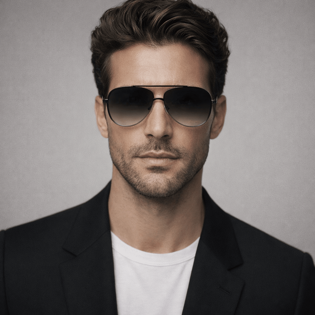 Lucas Lia Rimless Aviator Sunglasses With Light Black Lens for Men and Women