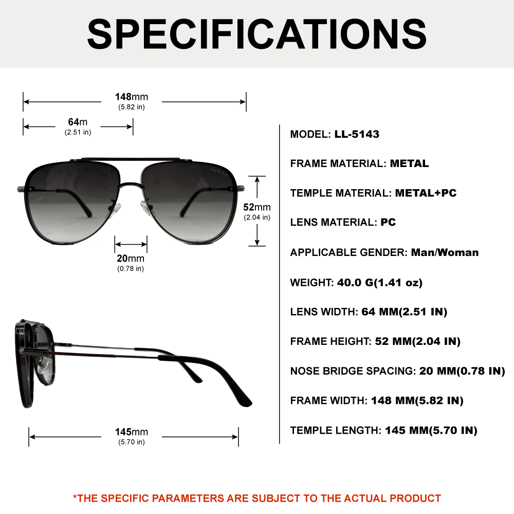 Lucas Lia Rimless Aviator Sunglasses With Light Black Lens for Men and Women