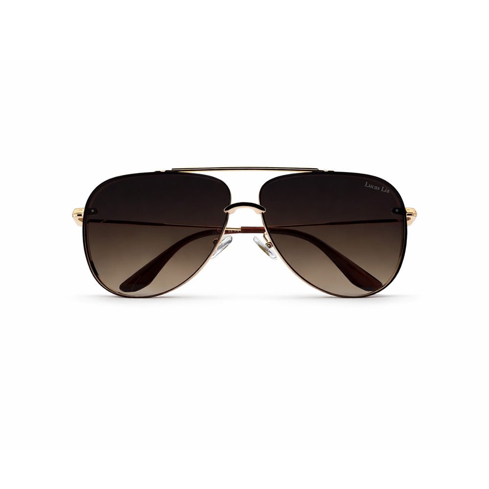 Lucas Lia Rimless Aviator Sunglasses with Brown Gradient Lens for Men and Women