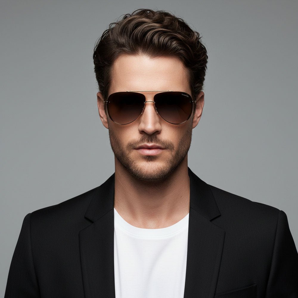 Lucas Lia Rimless Aviator Sunglasses with Brown Gradient Lens for Men and Women