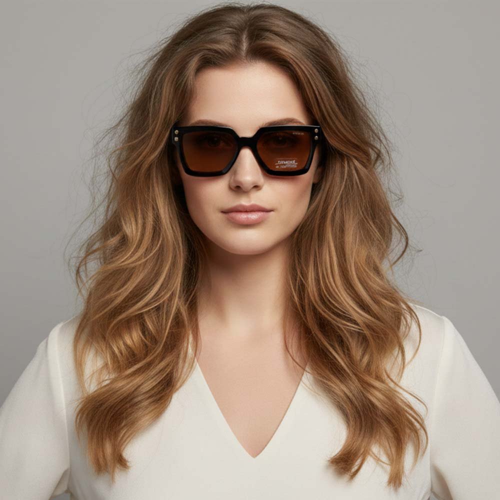 Lucas Lia Sunglasses for Men and Women, Black Metal Frame with Light Black Lenses, Includes Case and Cleaning Cloth